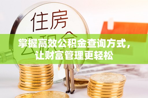 合川掌握高效公积金查询方式，让财富管理更轻松